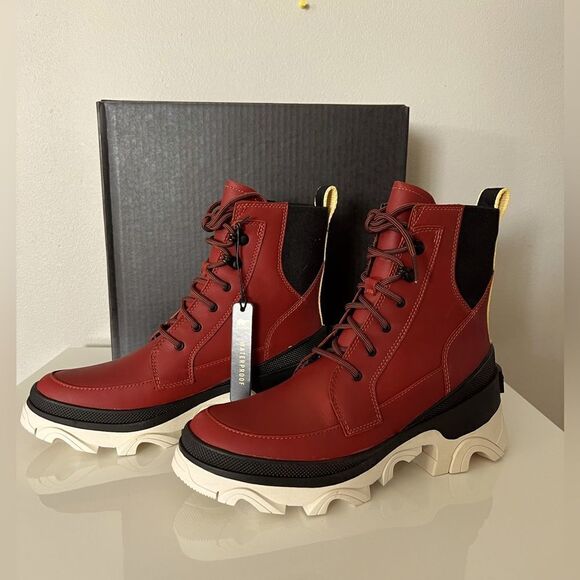 Sorel Women's Brex Lace -Up Waterproof Boots Red/Black - Picture 2 of 8